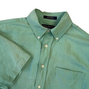 Daniel Cremieux Silk/Linen Button Down Shirt Mint Green Short Sleeve Size Small